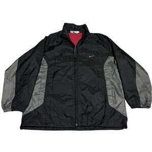 Youth S Vintage y2k Nike Windbreaker Black Gray red Logo Swoosh colorblock boys
